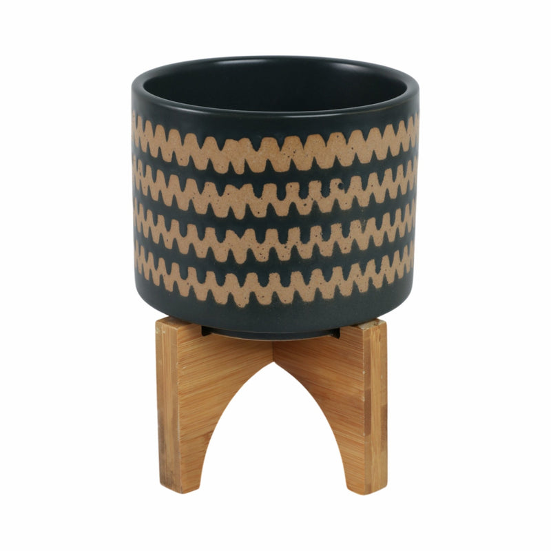 5" Zig - zag Planter W/ Stand, Teal - Al Rugaib Furniture