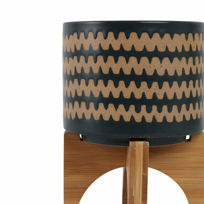 5" Zig - zag Planter W/ Stand, Teal - Al Rugaib Furniture