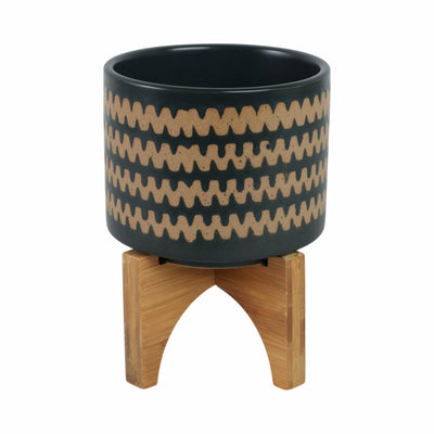 5" Zig - zag Planter W/ Stand, Teal - Al Rugaib Furniture