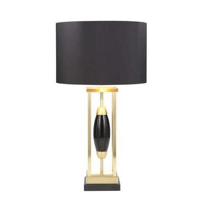METAL TABLE LAMP W/ A BLACK OVAL CENTER 28.5", BAL