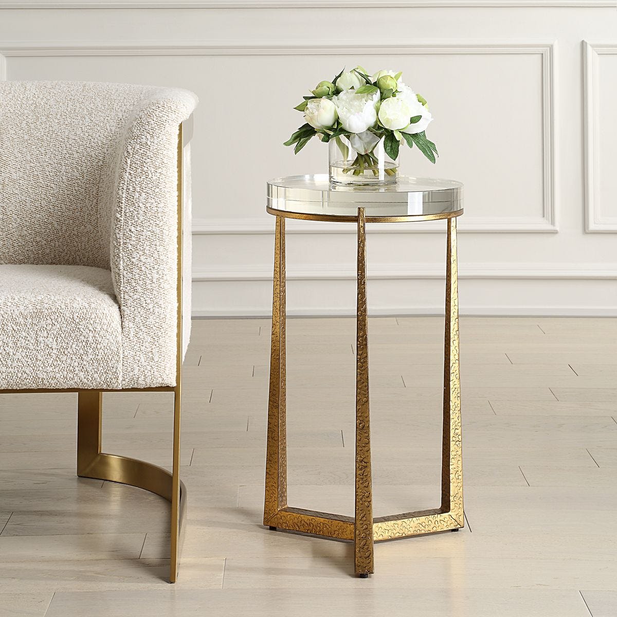 Midas Round Accent Table, Gold