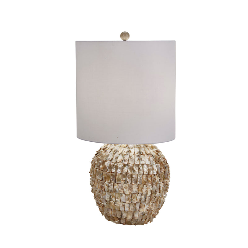 CERAMIC 30" ABALONE SHELL TABLE LAMP, BEIGE