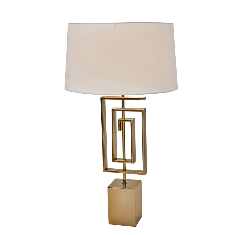 STAINLESS STEEL 28" GEOMETRICTABLE LAMP, GOLD