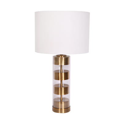 GLASS METAL CYLINDER TABLE LAMP