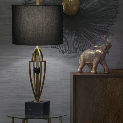 METAL 31.5" TABLE LAMP WITH BLACK MARBLE BASE, GOL