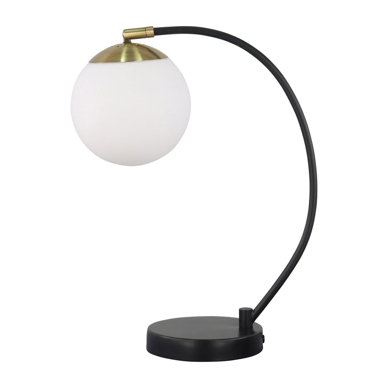 Metal, 18" Frosted Globe Desk Lamp, Black
