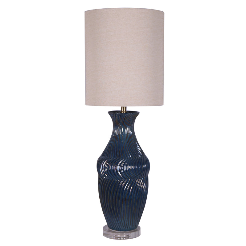 Ceramic Urn Table Lamp, Teal