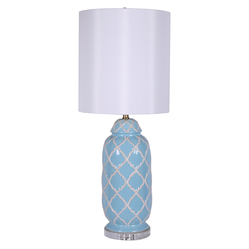 Ceramic Urn Table Lamp, Blue/White