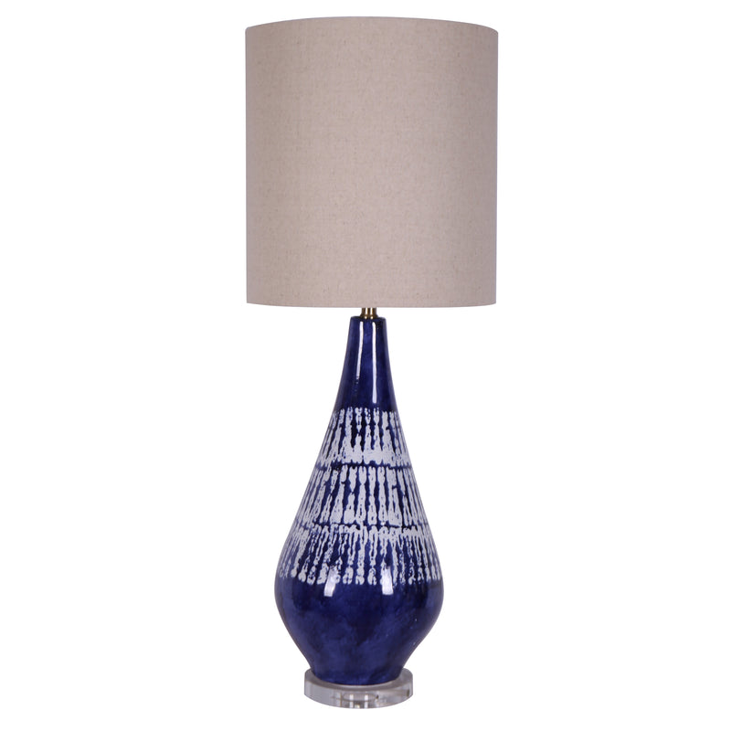 CERAMIC 38.75" CONE TABL LAMP, BLUE/WHITE