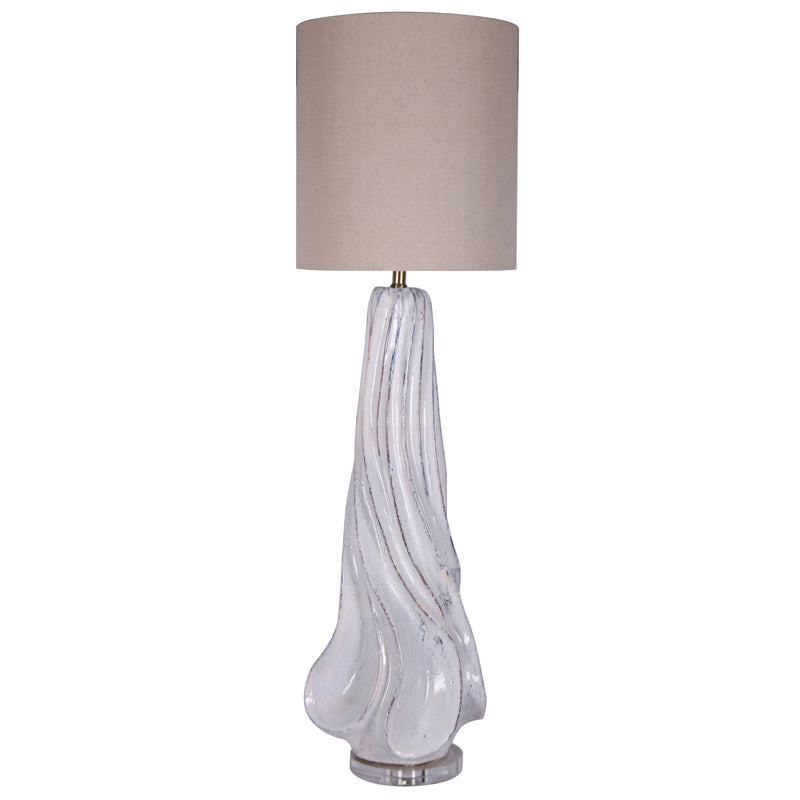 CERAMIC 46.5" ABSTRACT TABLE LAMP, WHITE