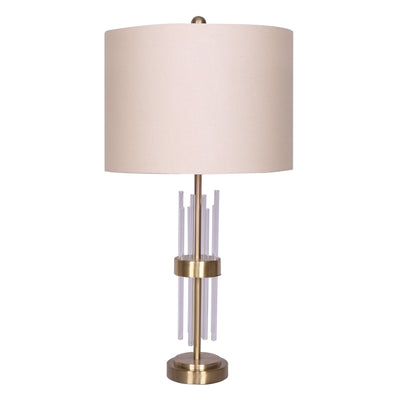 GLASS 26" ART DECO TABLE LAMP, GOLD