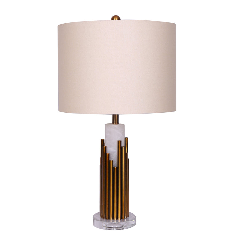 MARBLE / METAL TUBE 25" TABLE LAMP, GOLD