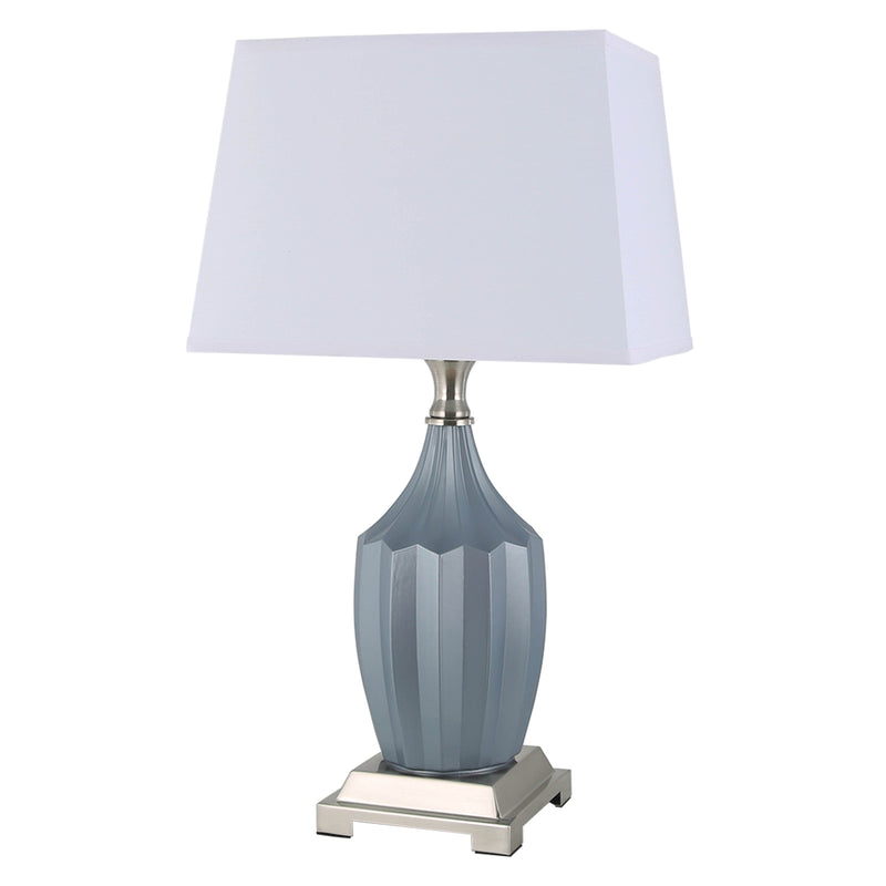 GLASS 23" FACETED TABLE LAMP, BLUE FROST