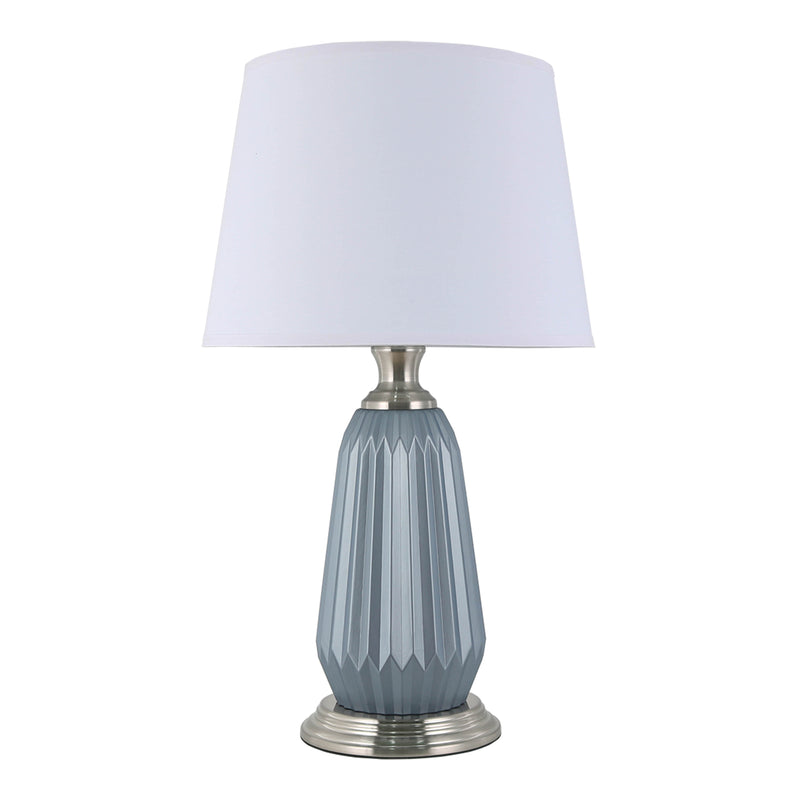 GLASS 23" CURTAIN FOLD TABLE LAMP, BLUE FROST