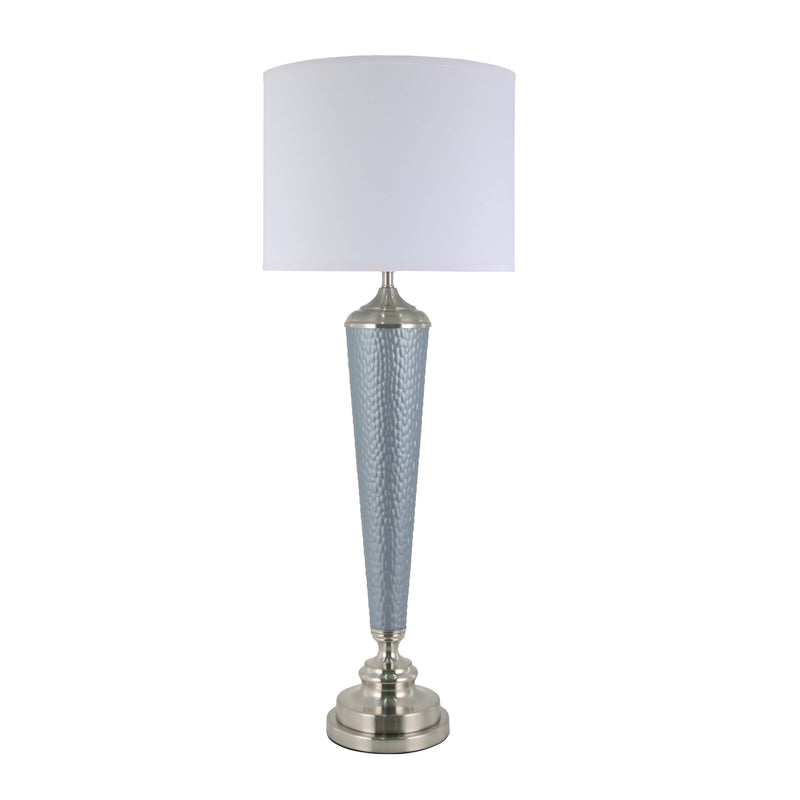 GLASS 37.25" BEADED TABLE LAMP, BLUE FROST