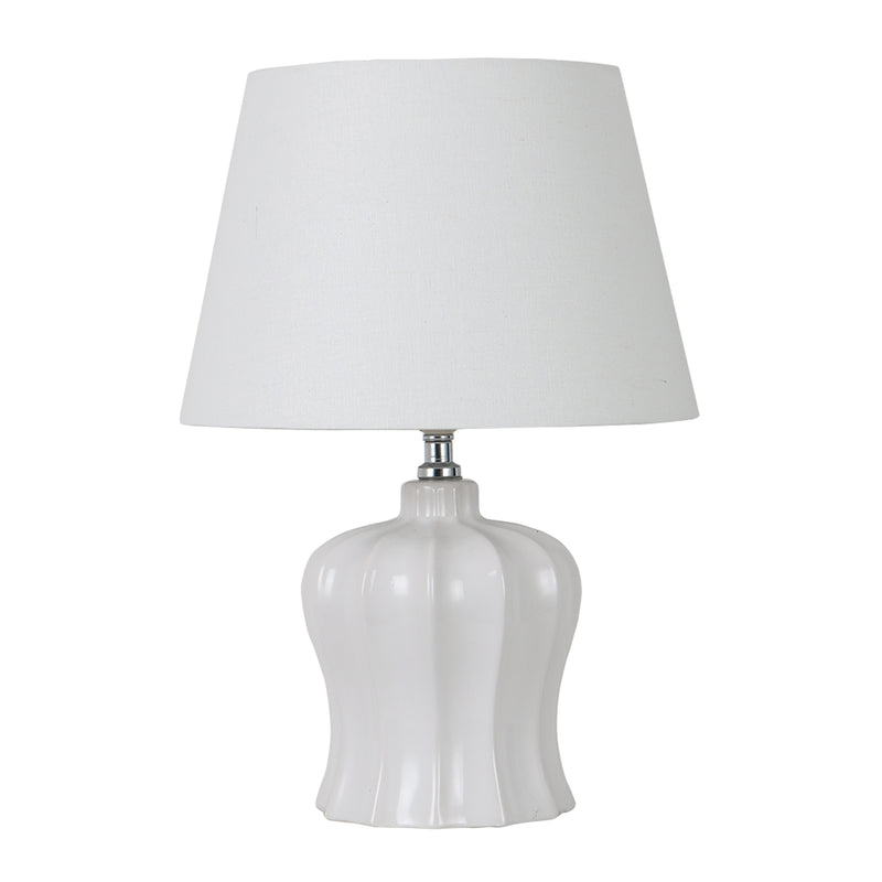 CERAMIC 24.5" PLEATED URN TABLE LAMP, WHITE