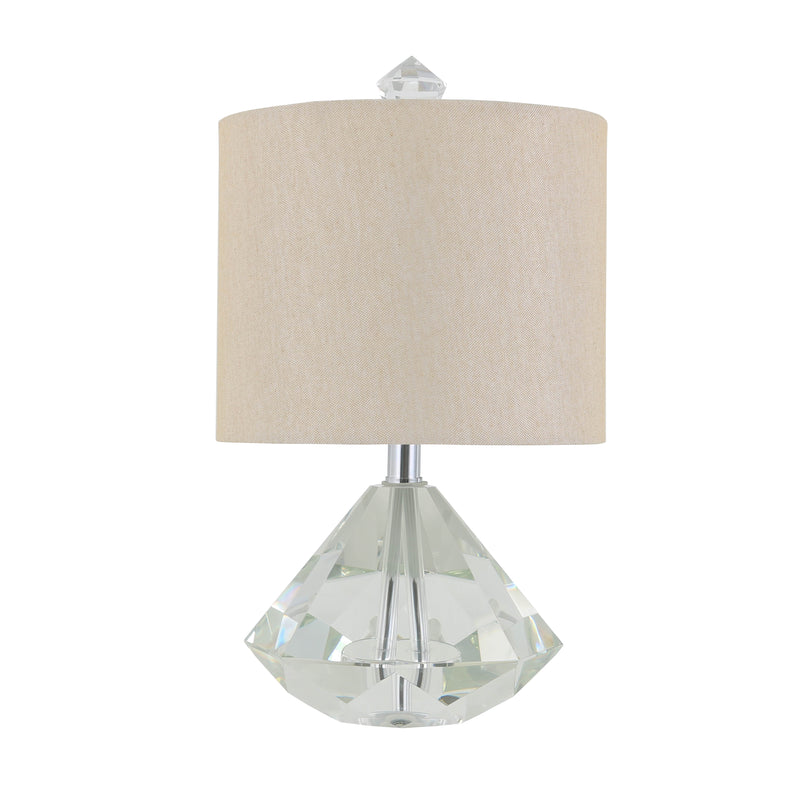 CRYSTAL 15.25" DIAMOND TABLE LAMP, CLEAR