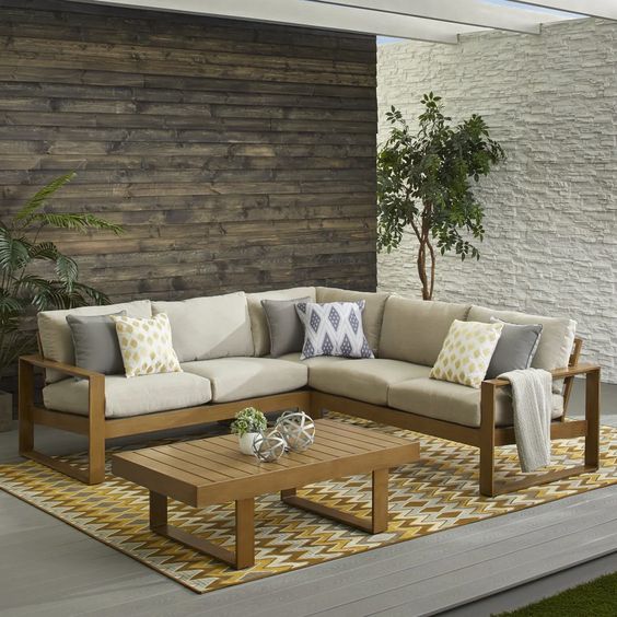Royal | 2-Piece Beige Outdoor Seating Set - 250x250x70cm Seating with 80x55x32cm Table