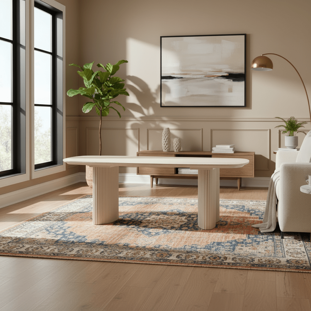 52"catalina Travertine&fluted Wood Coffee Table/kd Coffee Tables| Sagebrook Home