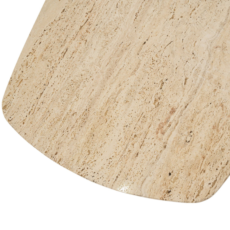 52"catalina Travertine&fluted Wood Coffee Table/kd - Al Rugaib Furniture