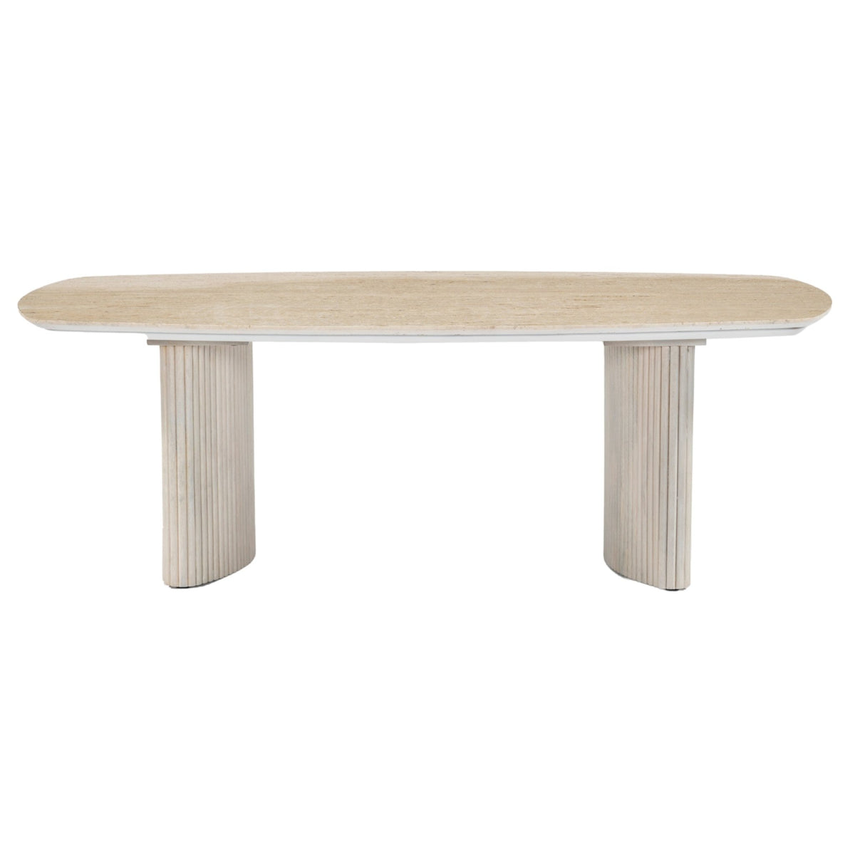 52"catalina Travertine&fluted Wood Coffee Table/kd Coffee Tables| Sagebrook Home
