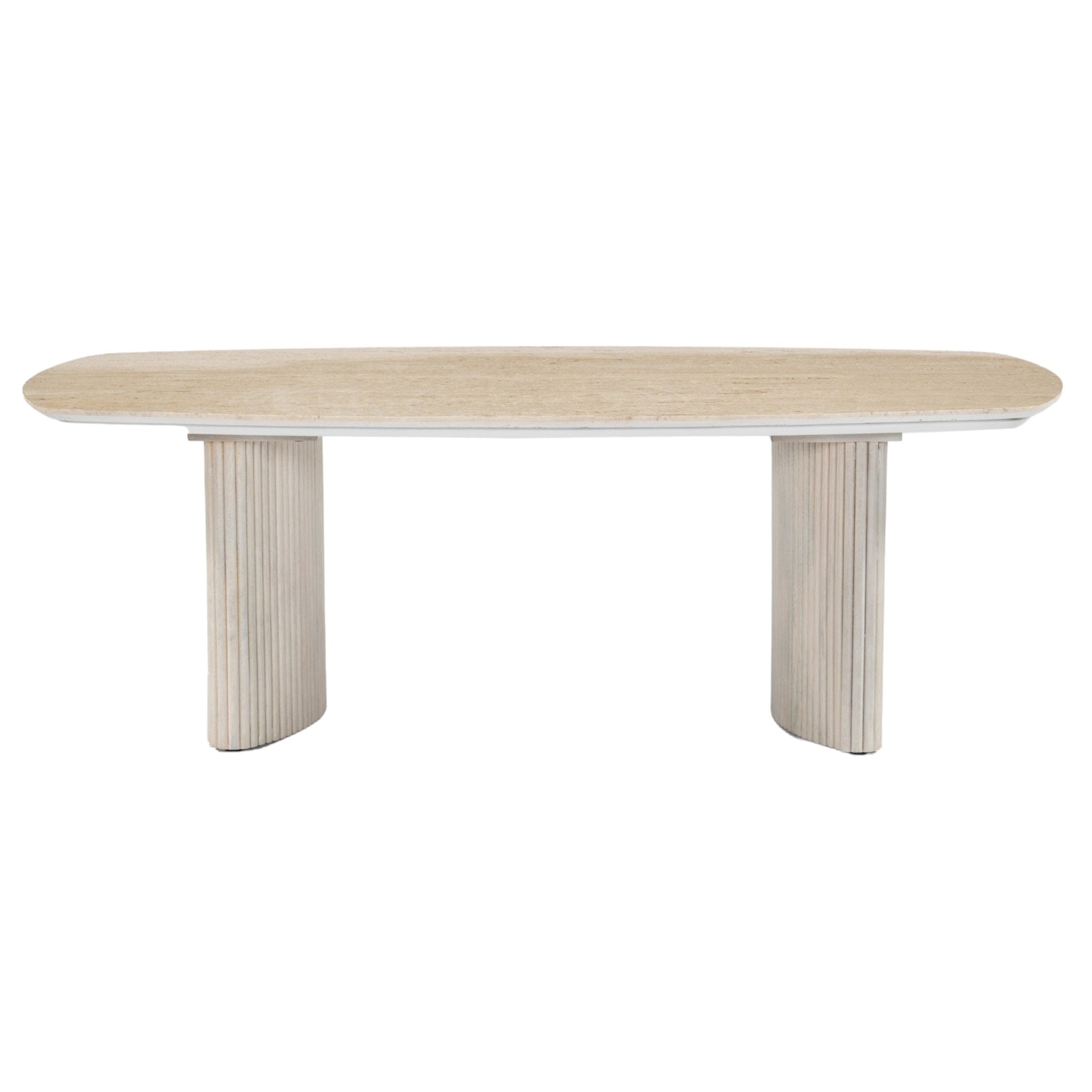 52"catalina Travertine&fluted Wood Coffee Table/kd Coffee Tables| Sagebrook Home