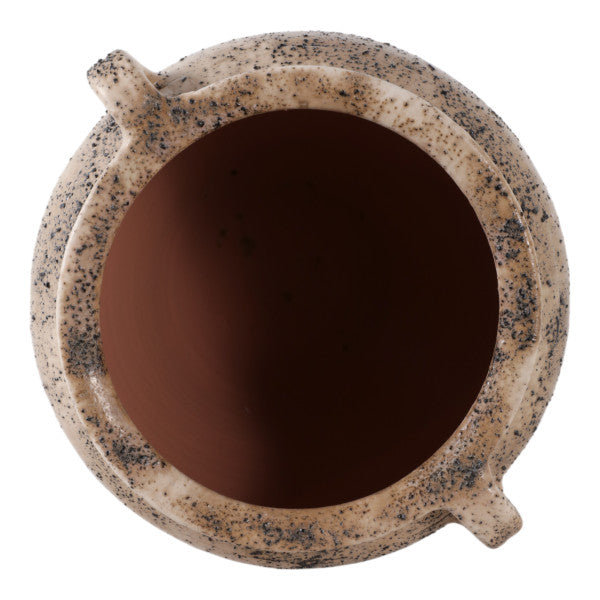 11x10" Textured Terracotta 2-handle Vase,ivry/brwn