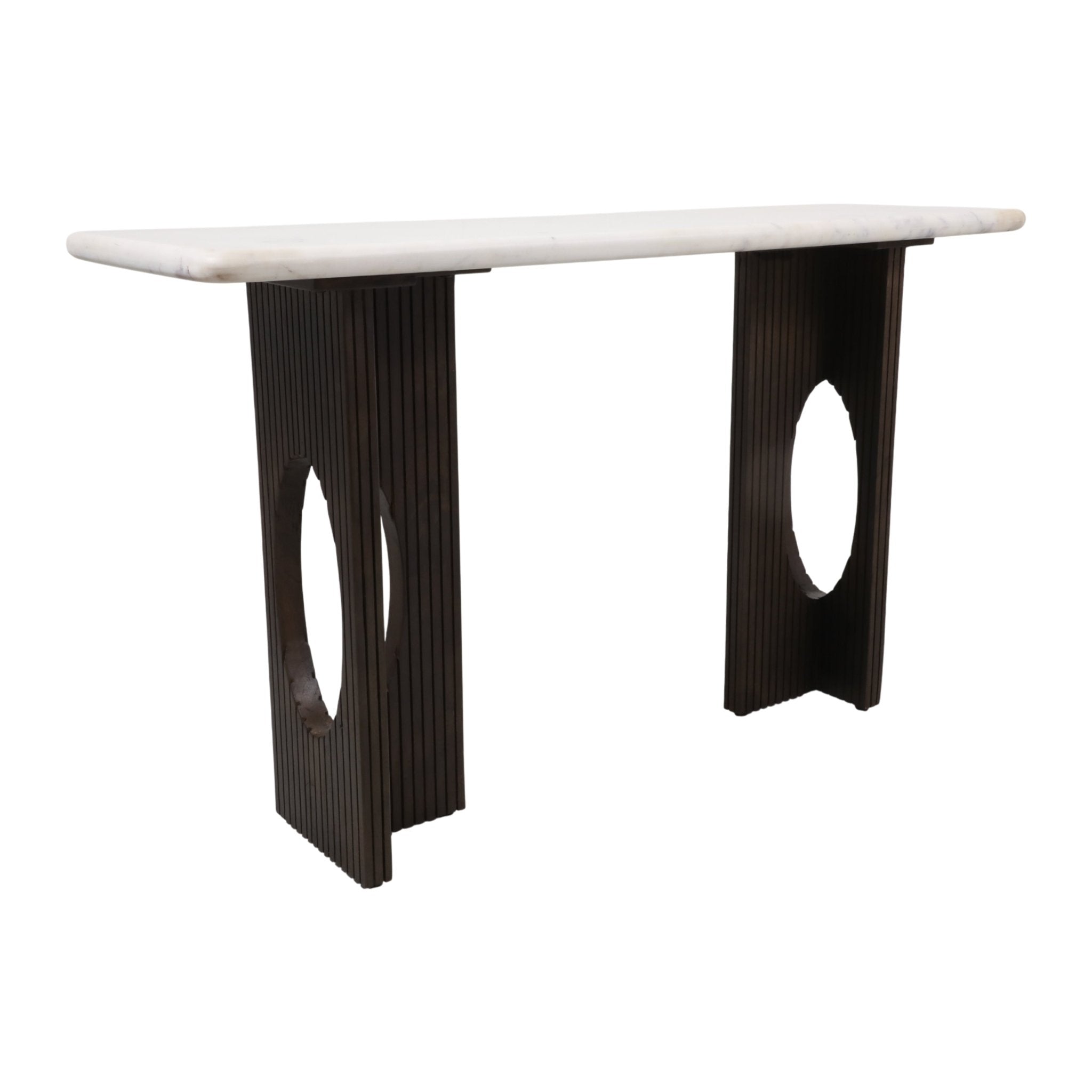 52x30" Fluted Base Console Table, White/brown Consoles & Sideboards| Sagebrook Home