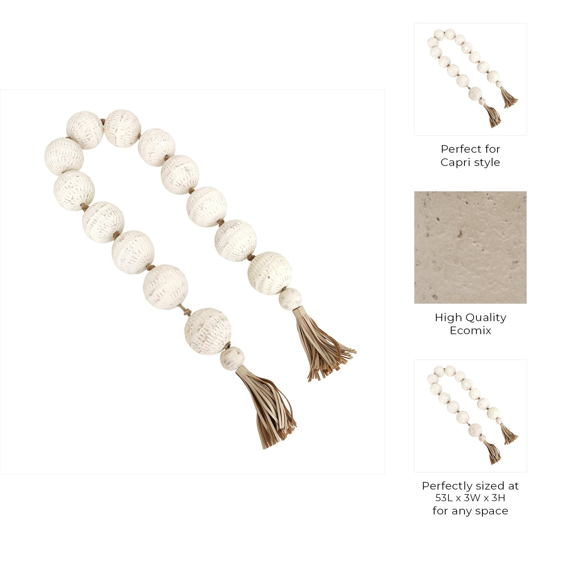 53" Callum Eco-mix Garland With Leather Tassels Table Decors| Sagebrook Home