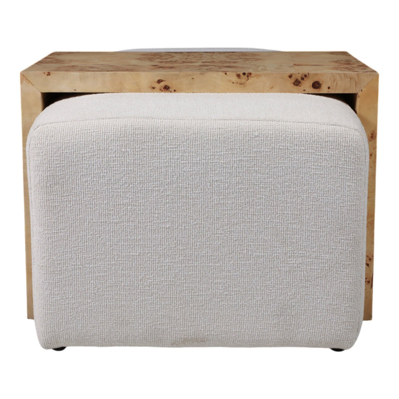 53" Rectangular Ottoman With Burl Wood Table, Ivor - Al Rugaib Furniture