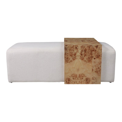 53" Rectangular Ottoman With Burl Wood Table, Ivor - Al Rugaib Furniture