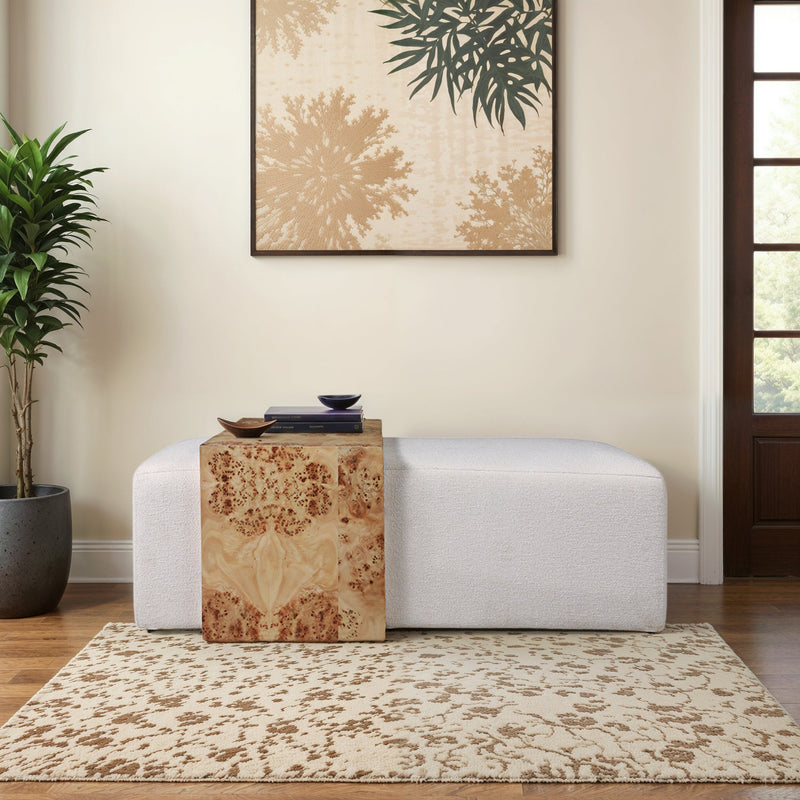 53" Rectangular Ottoman With Burl Wood Table, Ivor - Al Rugaib Furniture