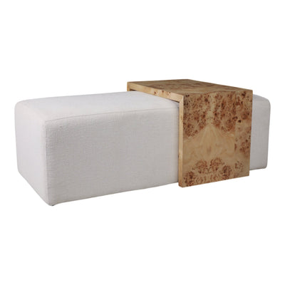 53" Rectangular Ottoman With Burl Wood Table, Ivor - Al Rugaib Furniture