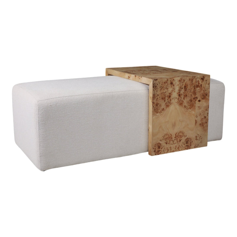 53" Rectangular Ottoman With Burl Wood Table, Ivor - Al Rugaib Furniture