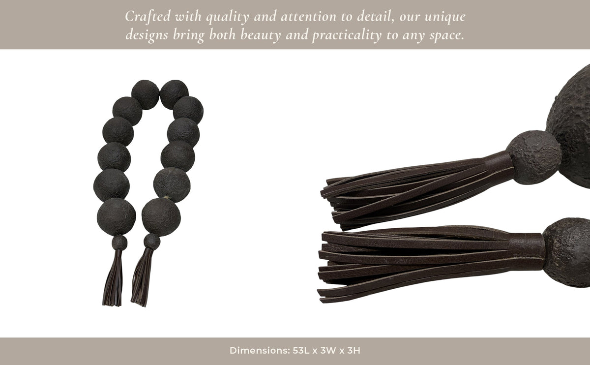 53"cardiff Brown Eco-mix Garland W/leather Tassels Table Decors| Sagebrook Home