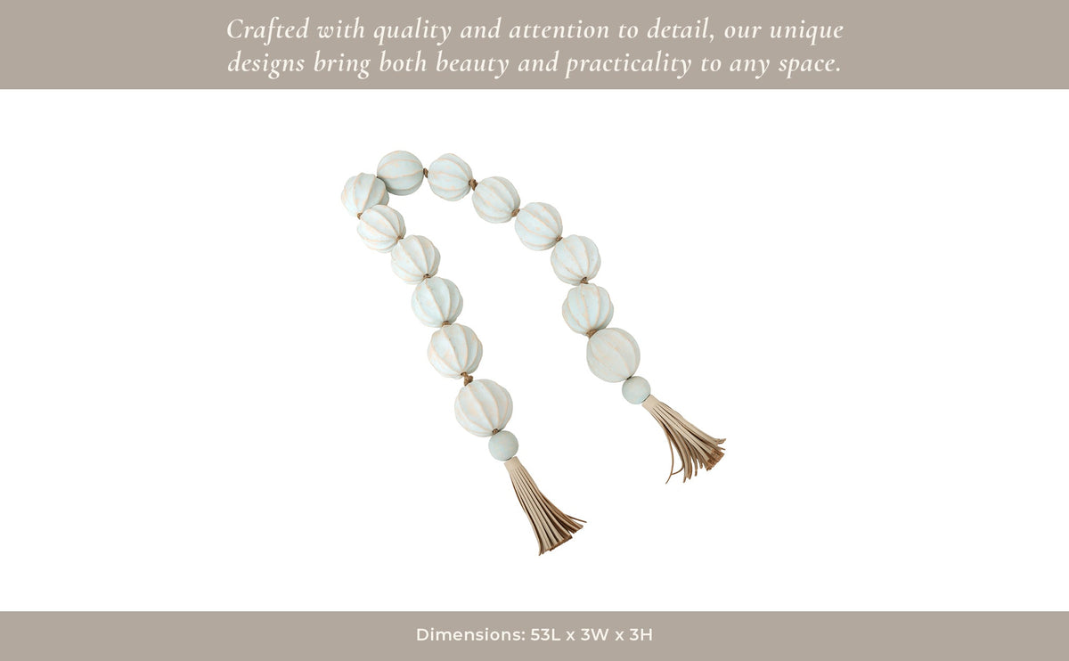 53"newbrdge Teal Eco-mix Garland W/leather Tassels Table Decors| Sagebrook Home
