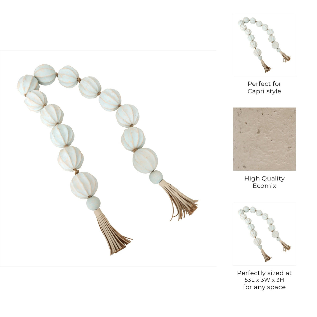 53"newbrdge Teal Eco-mix Garland W/leather Tassels Table Decors| Sagebrook Home