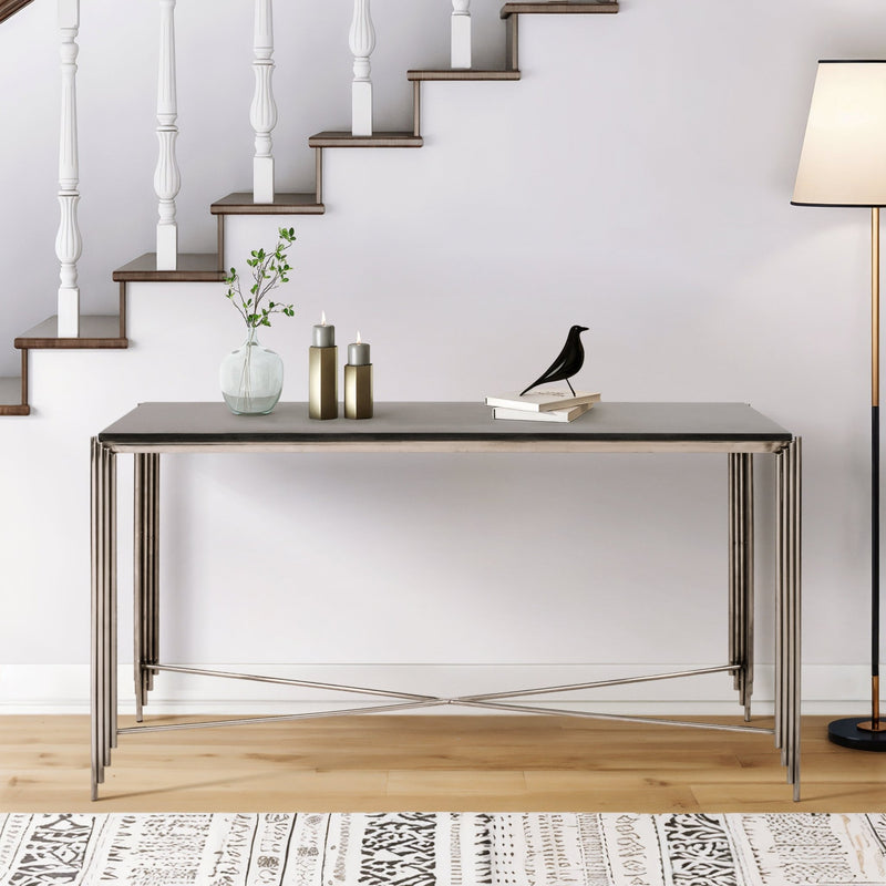 54" Aldine Stainless Steel Console Table - Al Rugaib Furniture