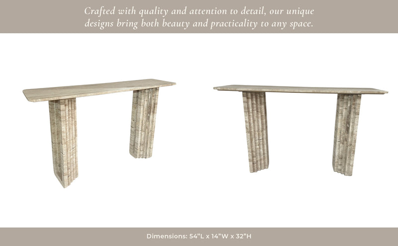 54" Canape Travertine Stone Console Table - Al Rugaib Furniture