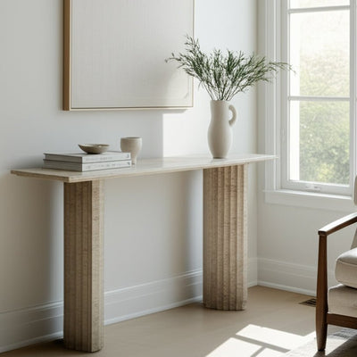 54" Canape Travertine Stone Console Table - Al Rugaib Furniture