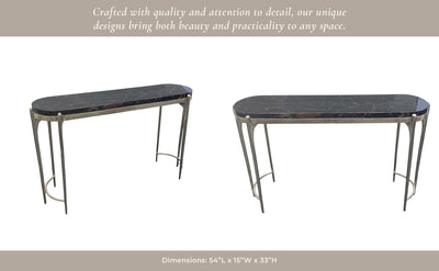 54" Cando Black Quartz Top Console Table - Al Rugaib Furniture
