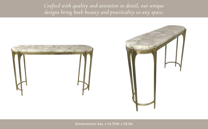 54" Cando White Quartz Top Console Table - Al Rugaib Furniture