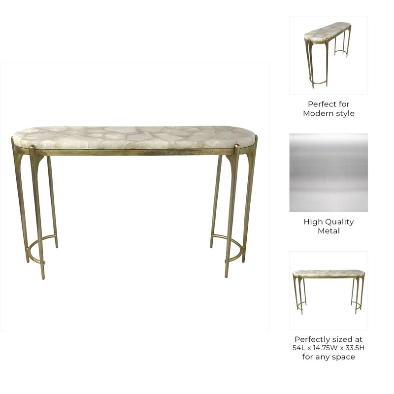 54" Cando White Quartz Top Console Table - Al Rugaib Furniture