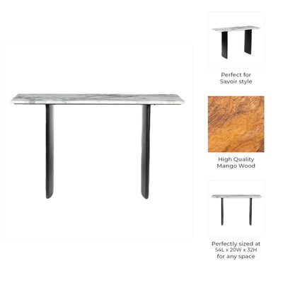 54" Macklain Gray Marble Console Table - Al Rugaib Furniture