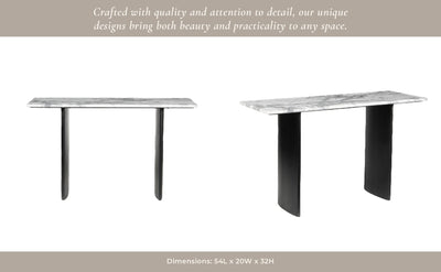 54" Macklain Gray Marble Console Table - Al Rugaib Furniture