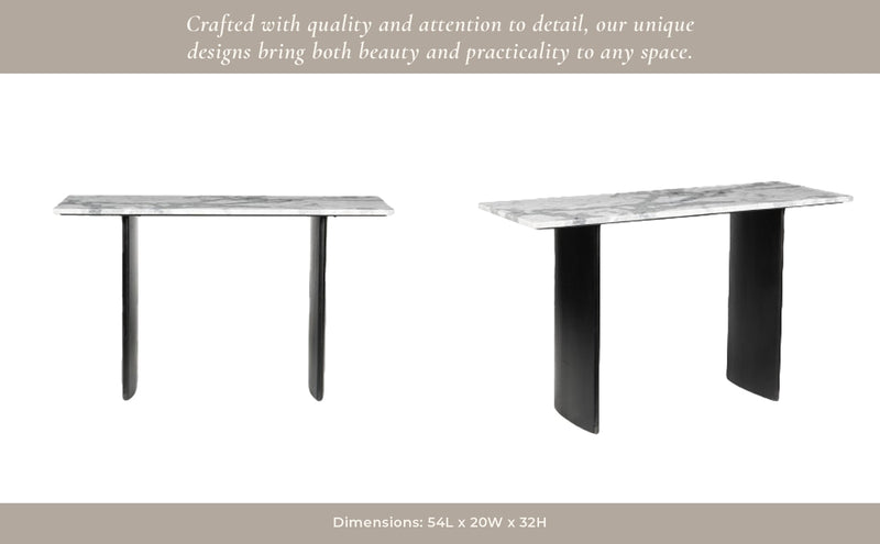 54" Macklain Gray Marble Console Table - Al Rugaib Furniture