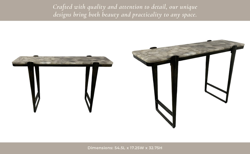 54" Rolla Smoky Quartz Top Console Table - Al Rugaib Furniture