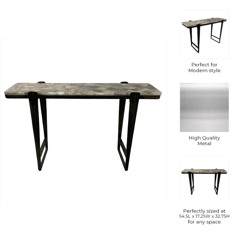 54" Rolla Smoky Quartz Top Console Table - Al Rugaib Furniture