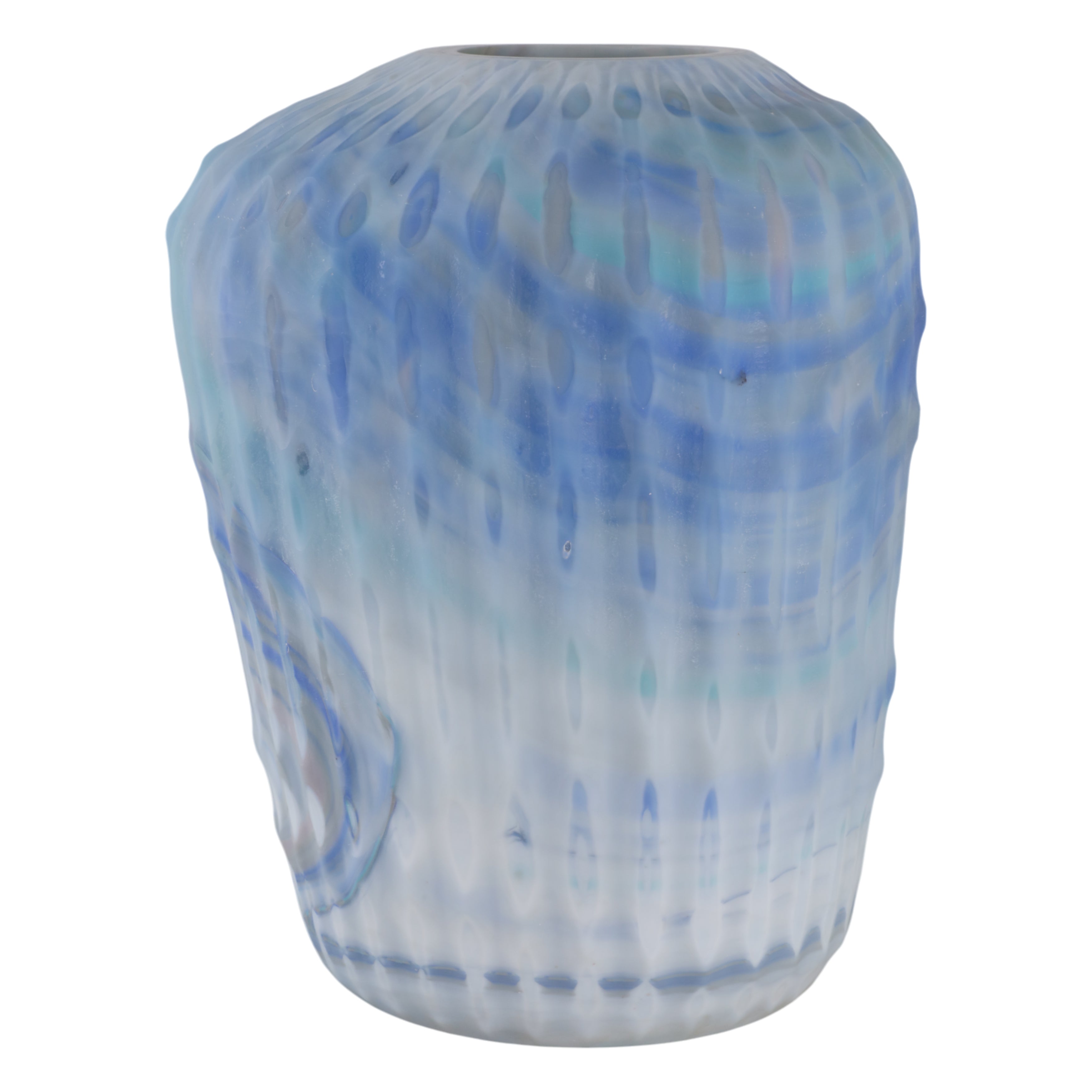 وارويك الزجاج المحفور باللون الأزرق Warwick Blue Carved Glass Vase