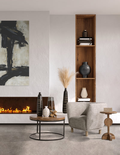 CER, 10H HALF CIRCLES VASE, IVORY